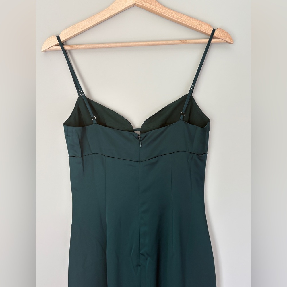 NEW Reformation Sathia Satin Long Dress Forest Dark Green | US 2 UK 6 - Picture 11 of 15